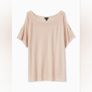 Torrid Pale Pink Shimmer Pointelle Cold Shoulder Dolman Top